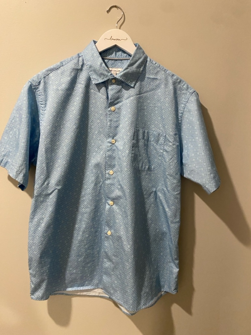 Men's Peter Millar Short Sleeve Button Up - Size Large